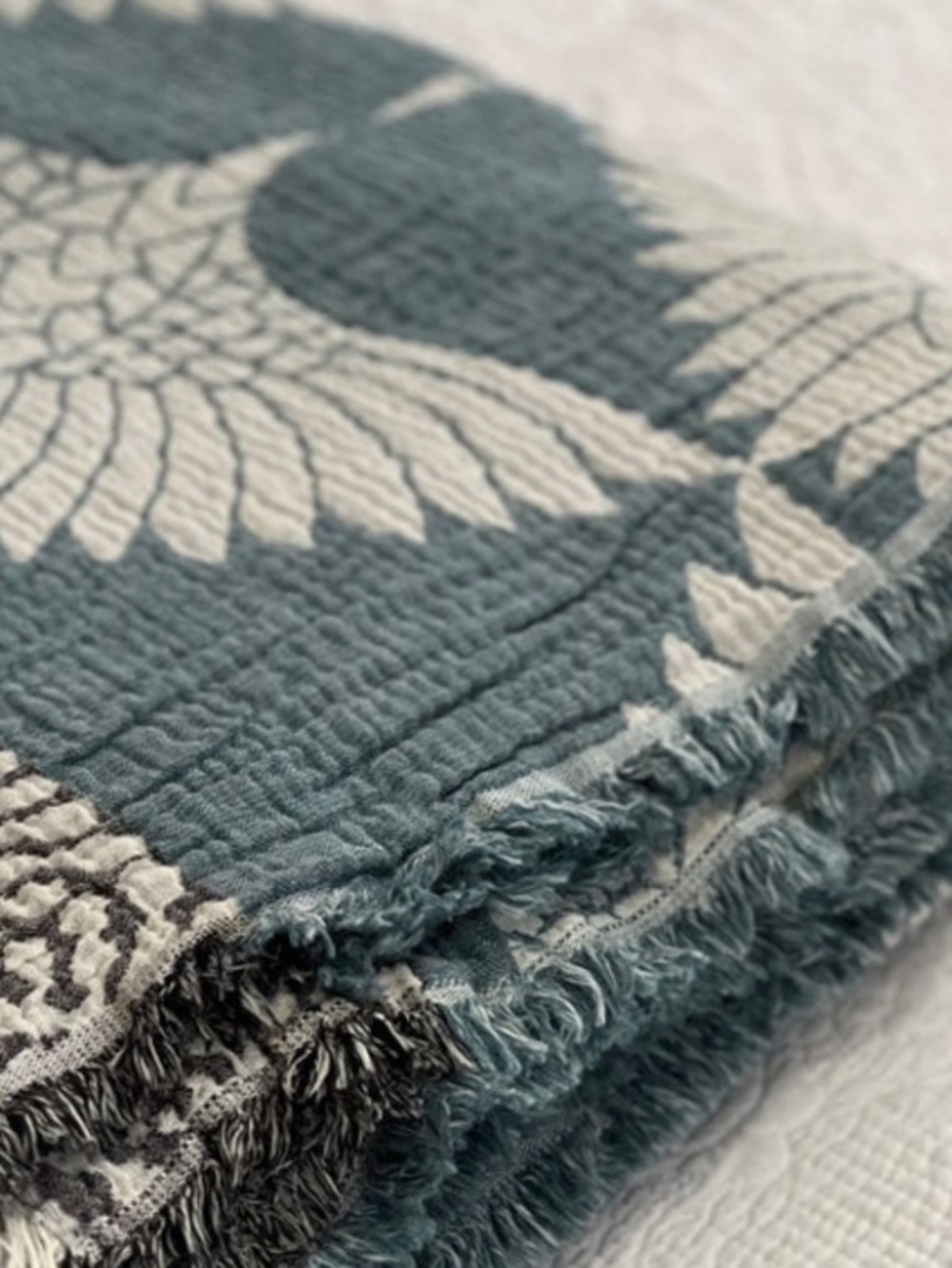 Luxury Woven King Bedspread in Teal 100% Cotton Quilted + Woven 2 Side NEW - Picture 3 of 16